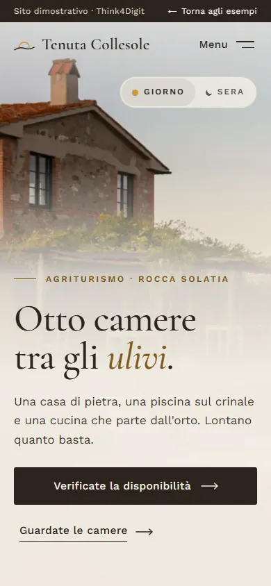 Tenuta Collesole: la pagina vista da telefono