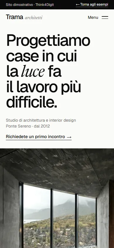 Trama Architetti: la pagina vista da telefono