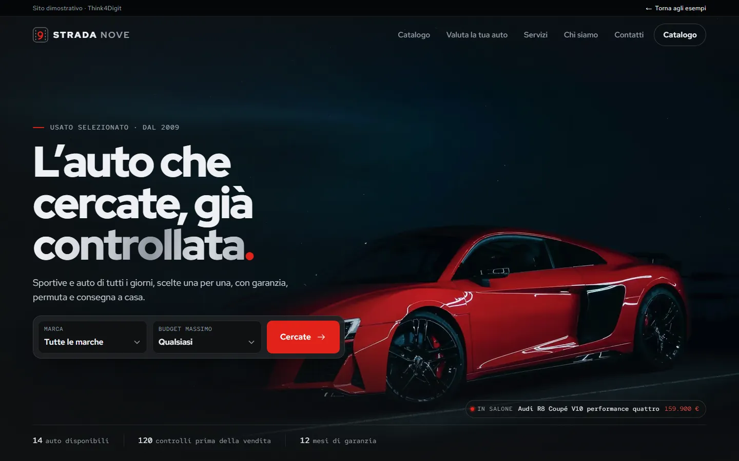 Strada Nove: la pagina vista da computer