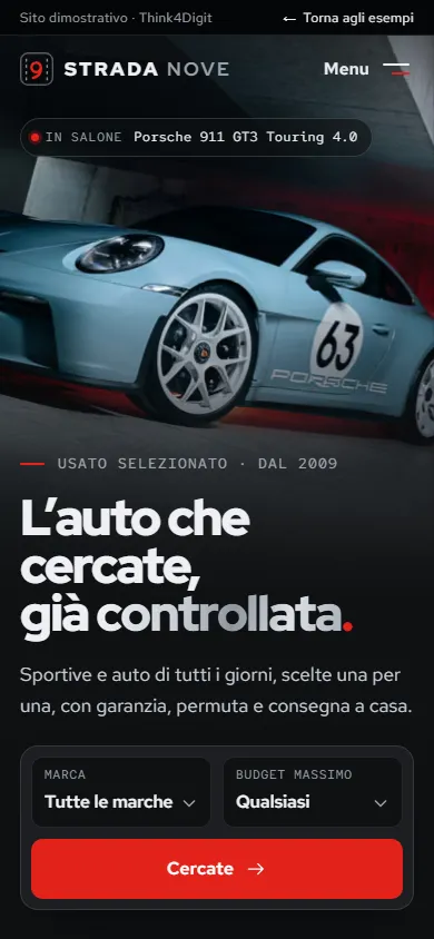 Strada Nove: la pagina vista da telefono