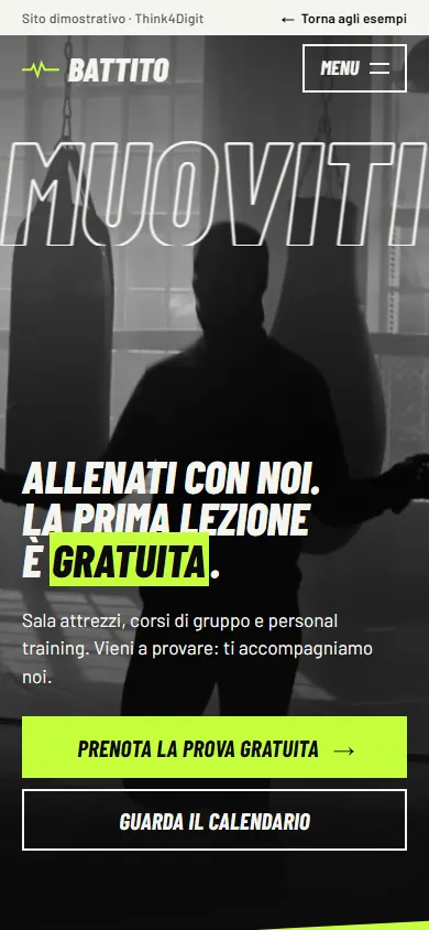Battito Studio Fitness: la pagina vista da telefono