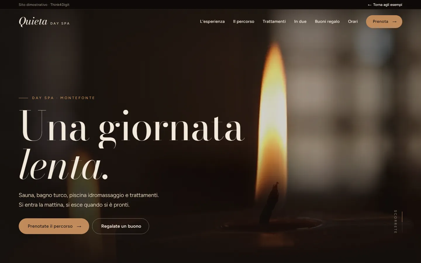 Quieta Day Spa: la pagina vista da computer