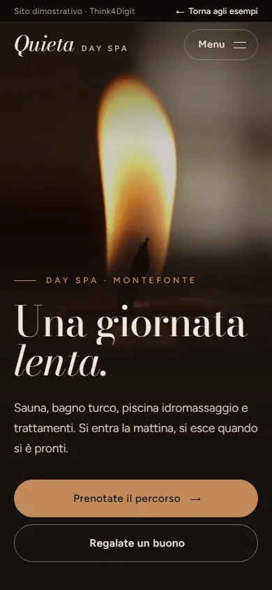 Quieta Day Spa: la pagina vista da telefono